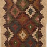 2.5 x10 ft - jute/wool kilim runner,handmade,area,home decor,bed side,indian traditional rug/carpet.