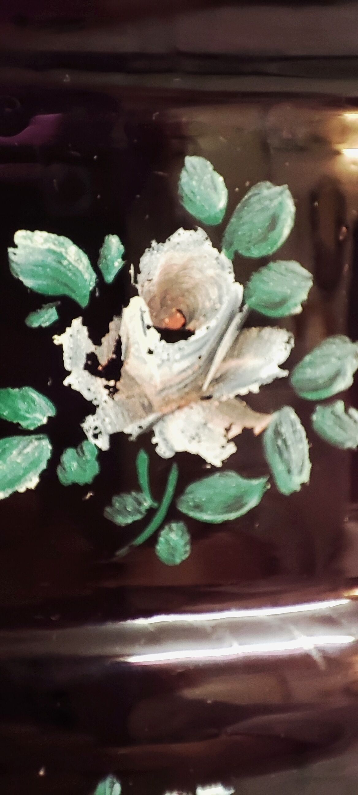 Pair of painted glass vases, France, 1940
