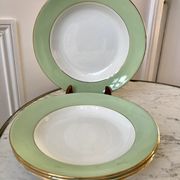 4 hollow plates Saint-Amand 60s pastel almond green