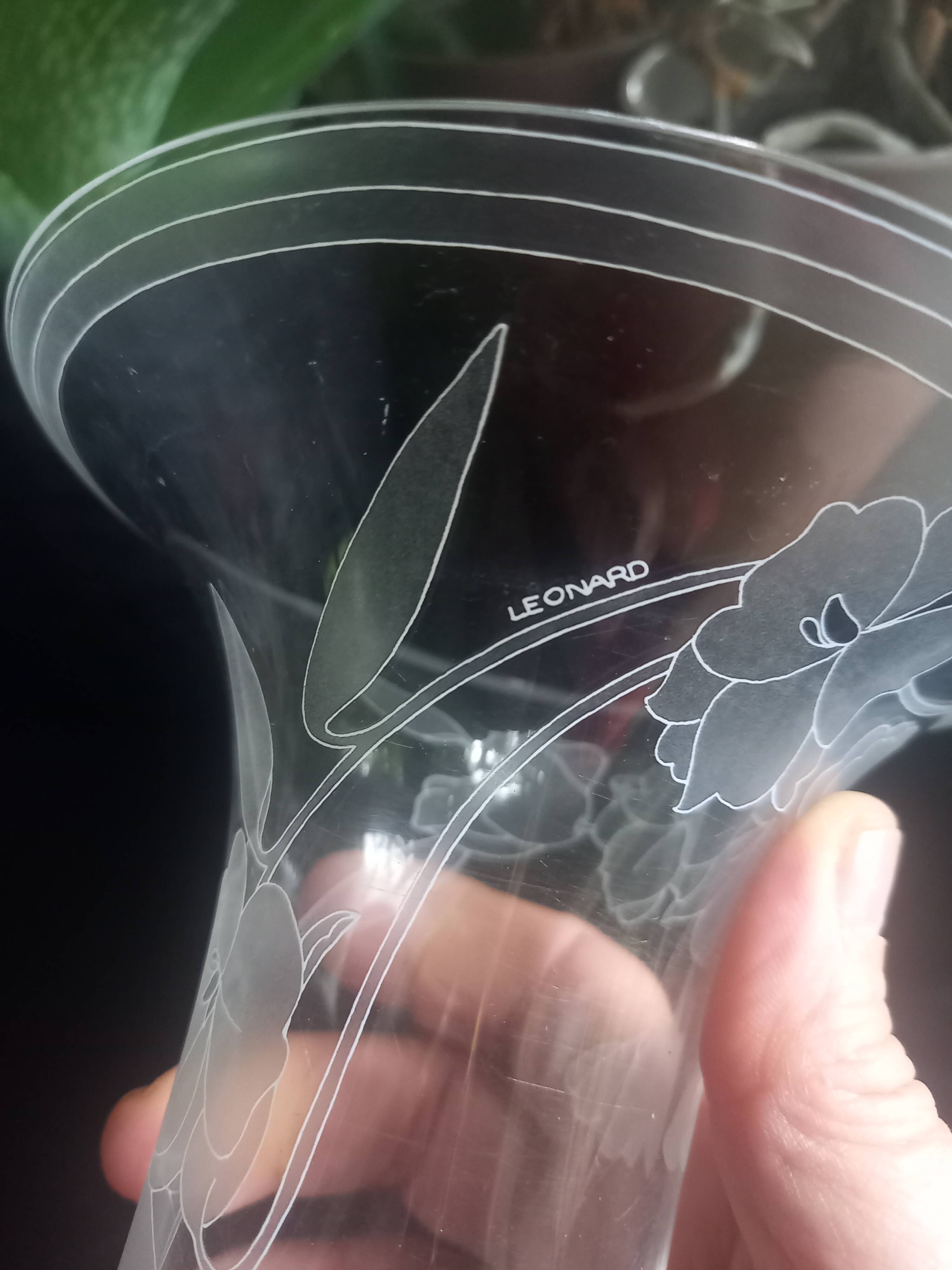 Leonard vase for Hutschenreuther in vintage glass