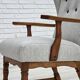1950s, Danish high-backed armchair, reupholstered, wool, oak wood.