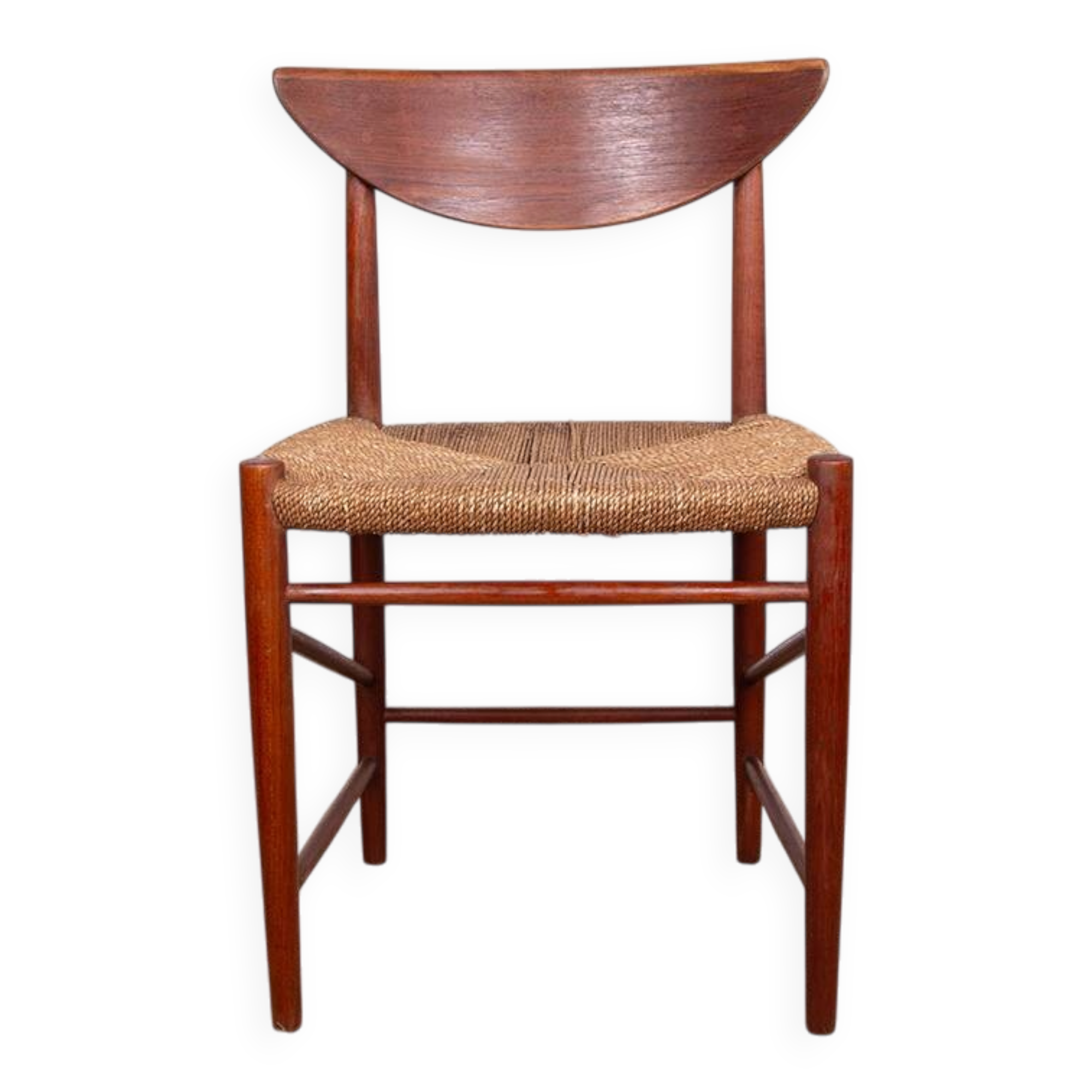6 Danish chairs in teak and sea rush, model 316 by Peter Hvidt 1960.