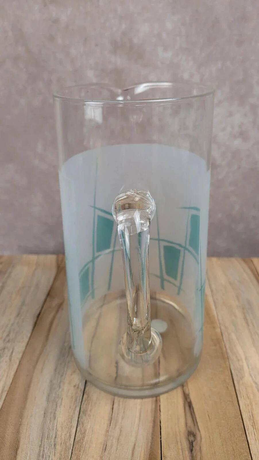 Vintage glass pitcher from the 1950s – geometric design