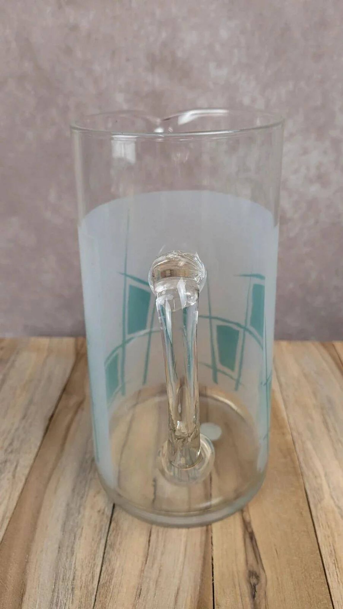 Vintage glass pitcher from the 1950s – geometric design