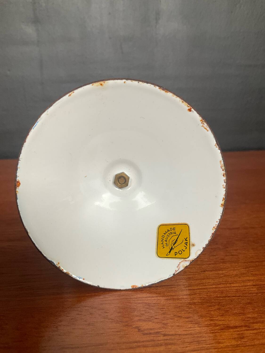 Poljak candle holder from the 1950s-60s in enamelled sheet metal.