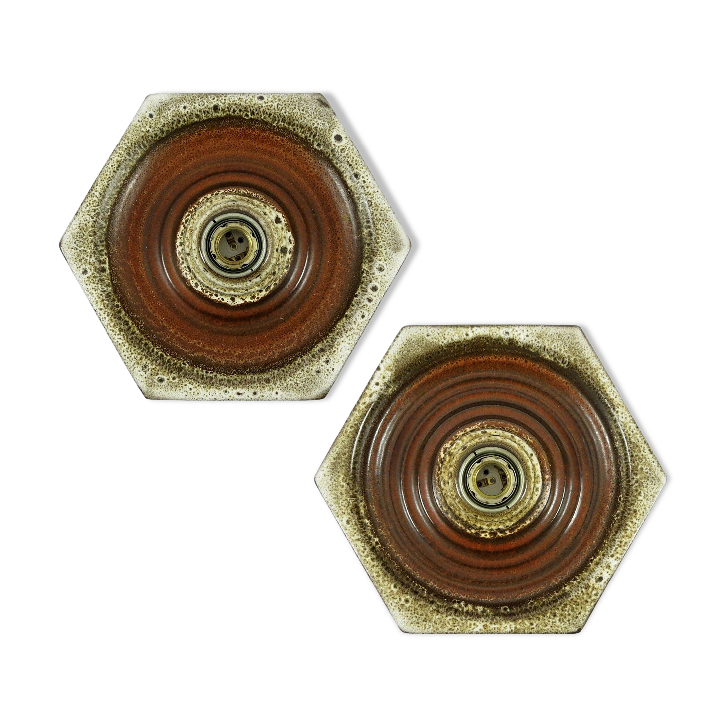 Set of 2 German ceramic wall lamps, 1970s