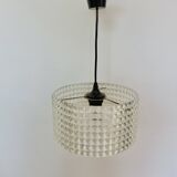 Clear plastic pendant light, diamond point shape, 70s