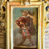 Pair of portraits of Italian bandits, oil on panels, gilded frames, circa 1880.