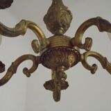 Lustre traditionnel français vintage en bronze à 5 lumières, datant du milieu du siècle dernier 5489