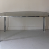 Dining table in chrome smoked glass, design 1970