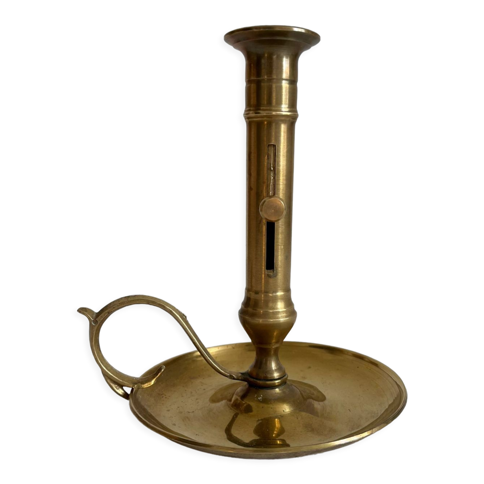 Vintage brass high hand candle holder