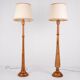 Paire de lampadaires en bois tourné style Art Deco, France, milieu XXe