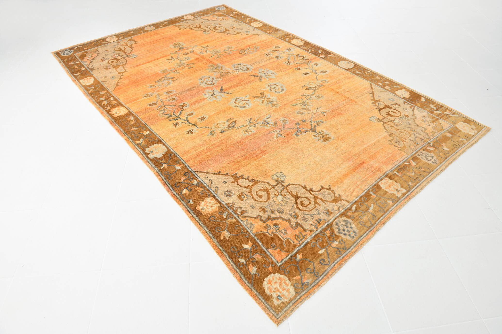 7x10 Peach & Brown Classic Persian Rug, 204x313Cm