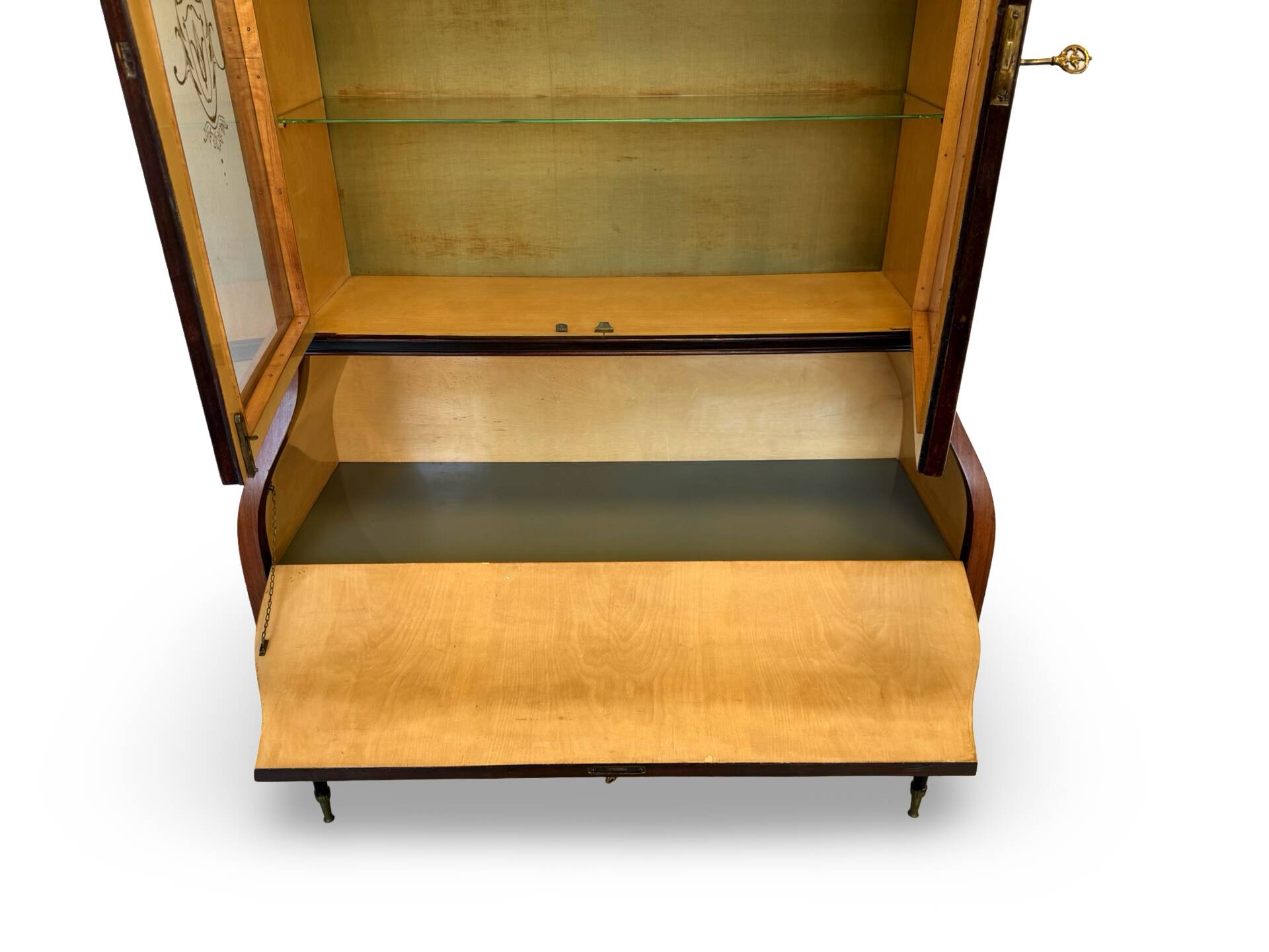 Secretary credenza in marquetry in the Italian Louis XV style from the mid-century, 1960.