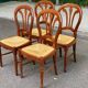 4 country-style medallion chairs in solid cherry with rush seats from the 1990s.