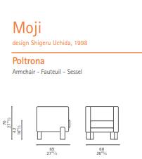 Uchida x Poltrona Frau — Pair of "Moji" armchairs in red leather