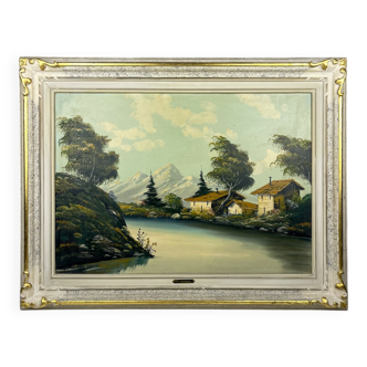 G. Taverna, Grand Landscape, 19th century, Oil on Canvas, Framed