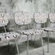 Series of four vintage italian chairs in chrome steel