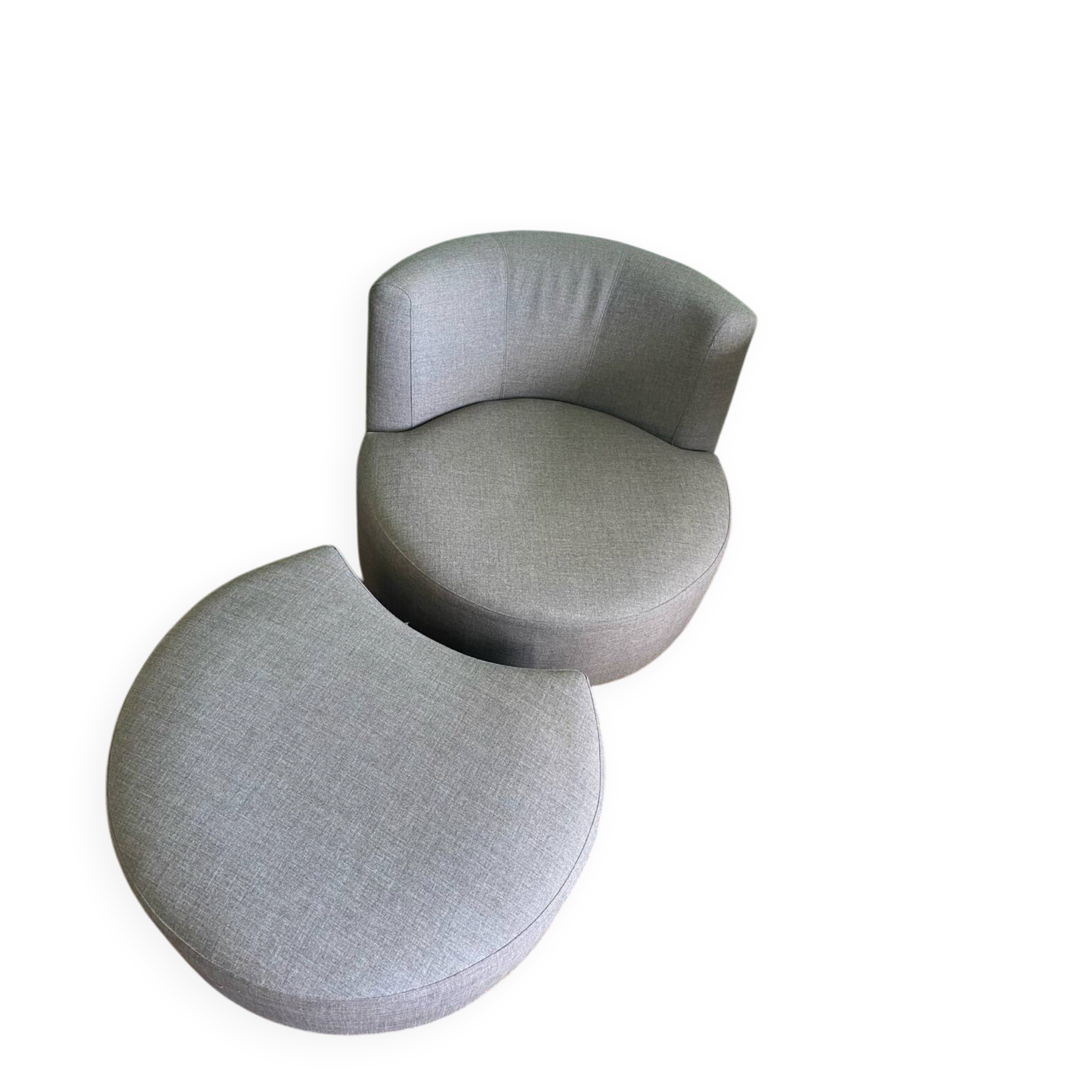 Fauteuil tournant et pouf