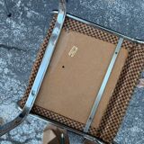 Pair of vintage velvet patterned chairs/steel from the 70s.