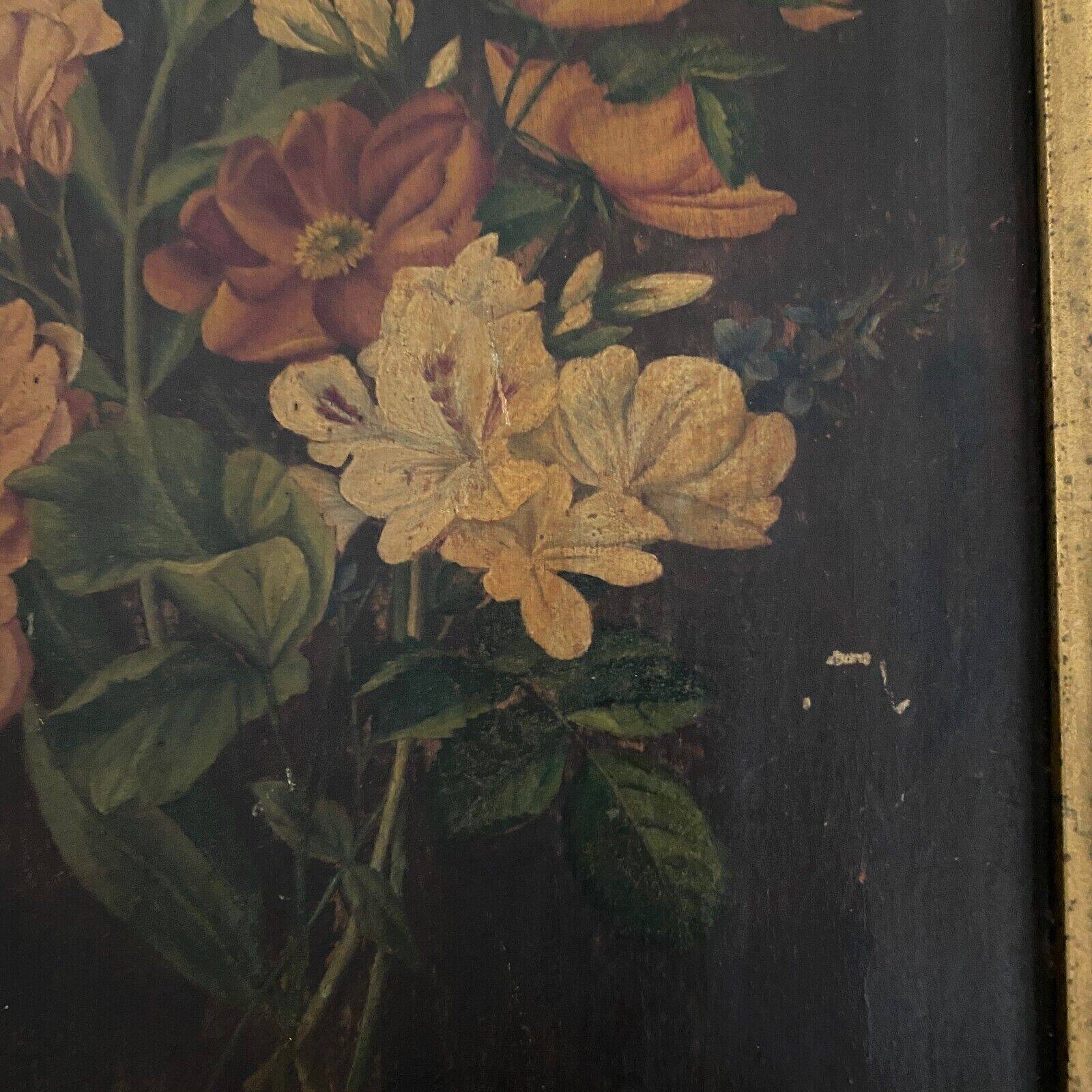 Pair of still lifes, oils on cardboard, late 19th century, bouquets of flowers
