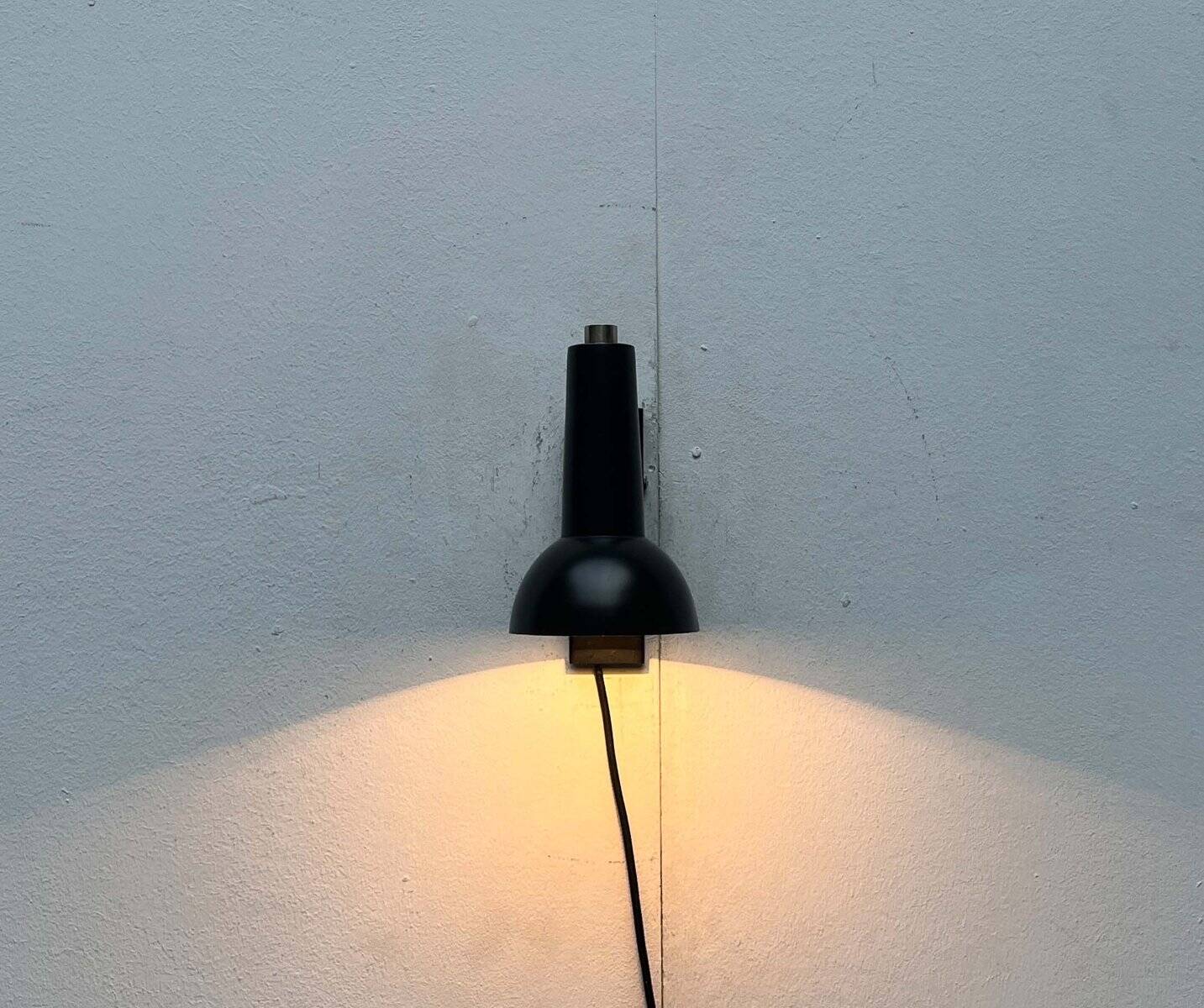 Mid-century German black minimalist wall lamp by Hustadt, 1960s.