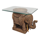 Mid Century Modern elephant side table in rattan 1960