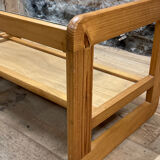 Coffee table in pine and glass Regain 1980