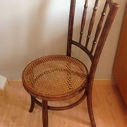 Chaise bistrot Fischel avec assise cannée vintage années 20/40