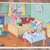 Rossignol school poster "the repas in family" - "the maladie"