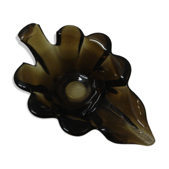 Vacuum-pocket glass murano 1960 brown leaf