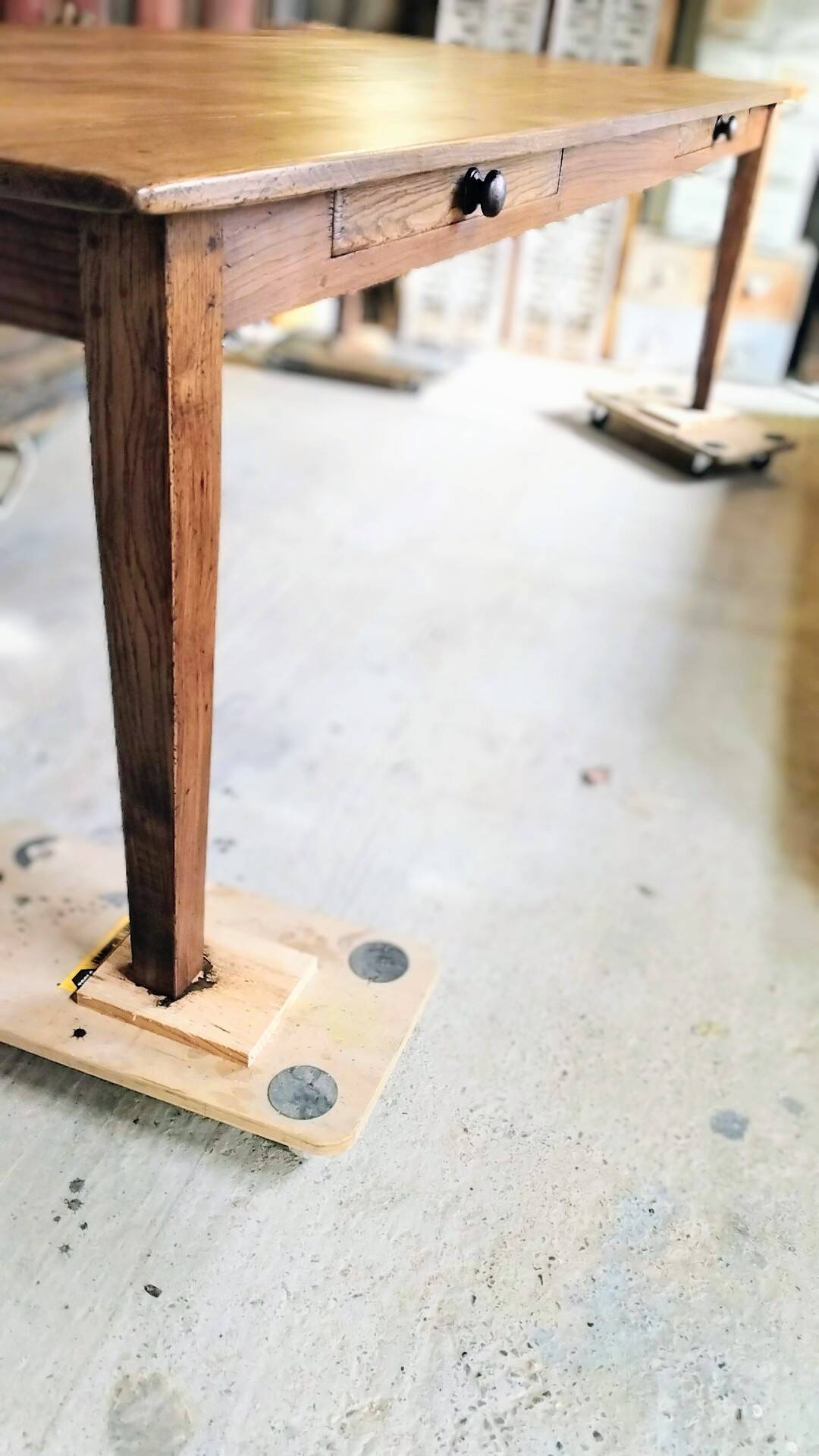 Solid oak farmhouse table, 270x120 cm, with 4 drawers