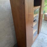 Library / Vintage solid wood sideboard – 3 doors with display cabinet