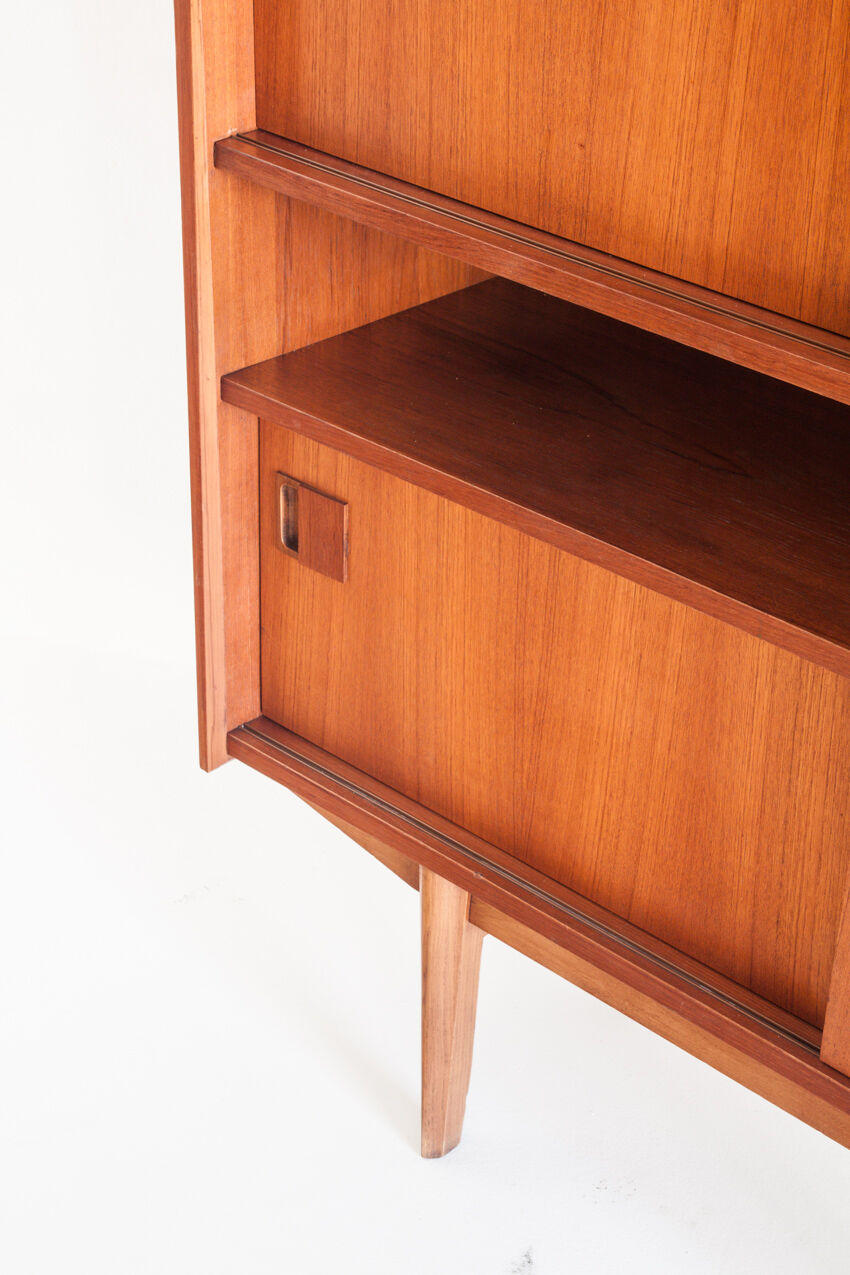 Vintage teak buffet with sliding doors, France 1960