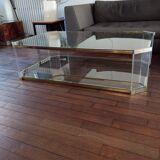 Table basse Italienne laiton et plexiglass 1970