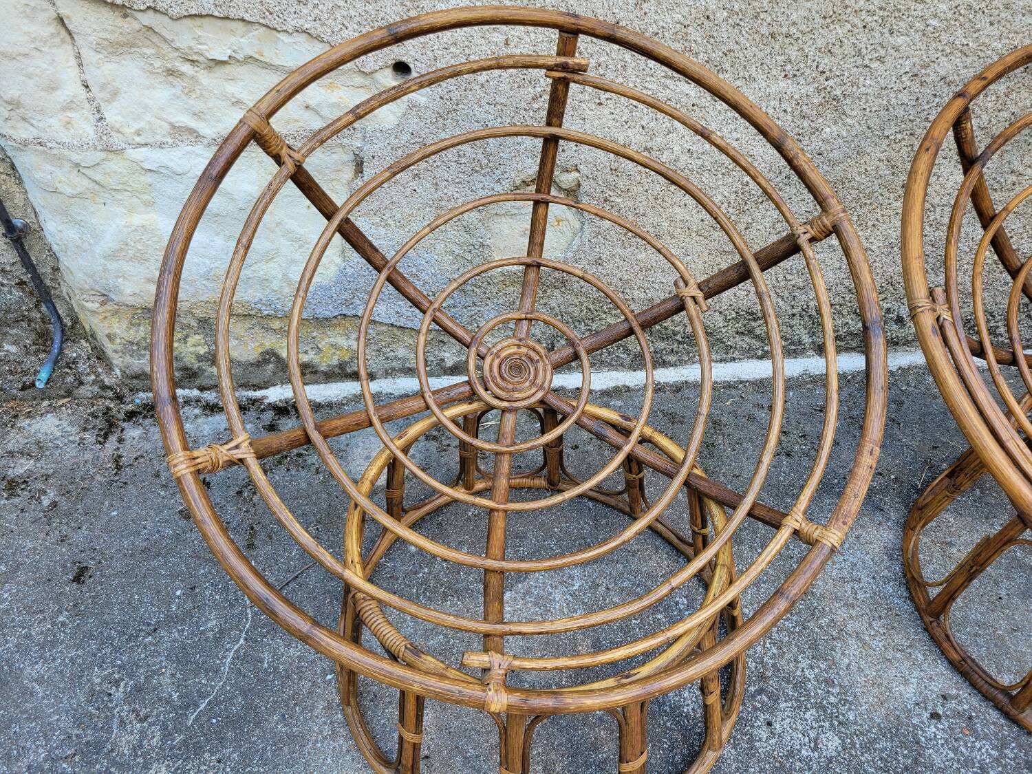 Pair of rattan armchairs or love seats from the 70s