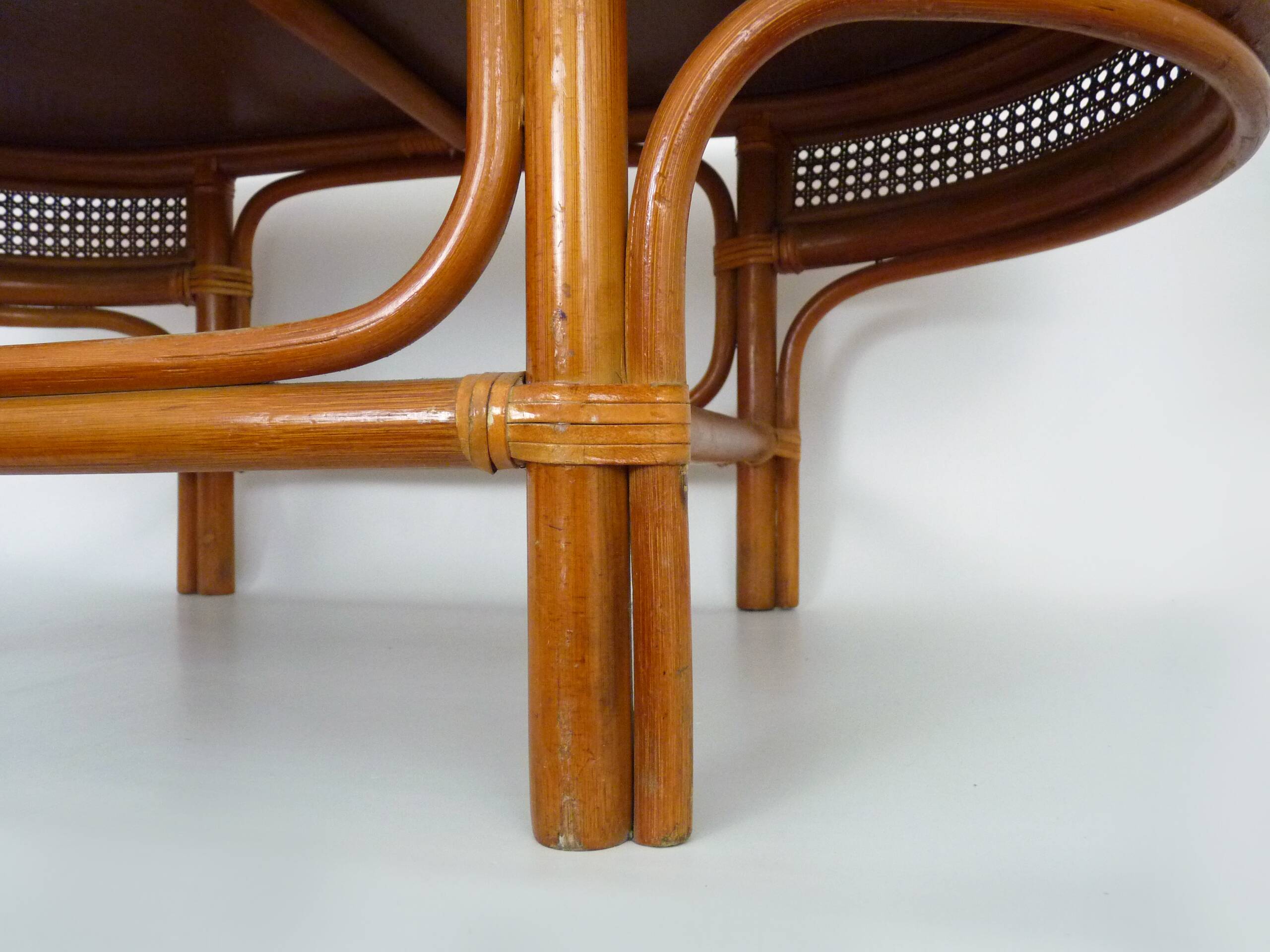 Vintage rattan and wicker coffee table, rattan end table, rattan coffee table.