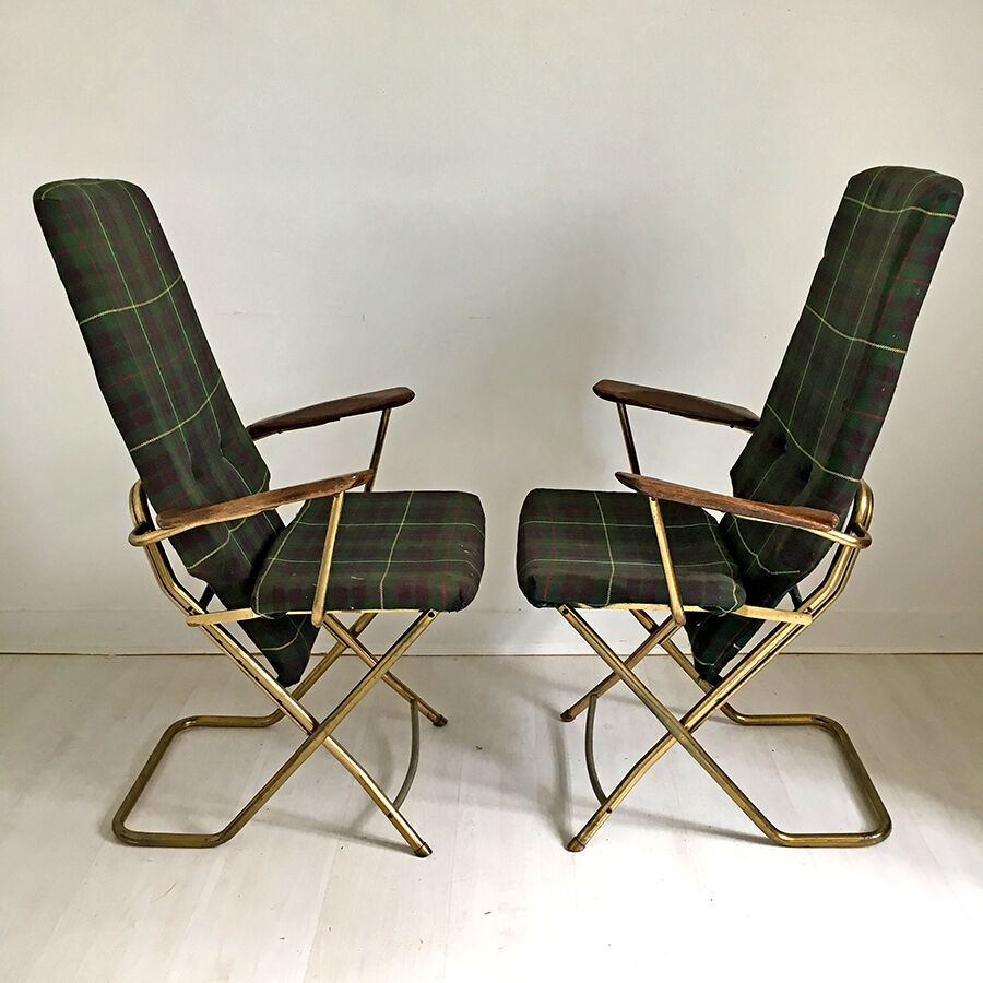 Paire de fauteuils pliants vintage style Anglais