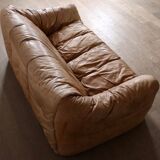 Canapé Sloop Ligne Roset par Michel Ducaroy en cuir cognac, années 1970