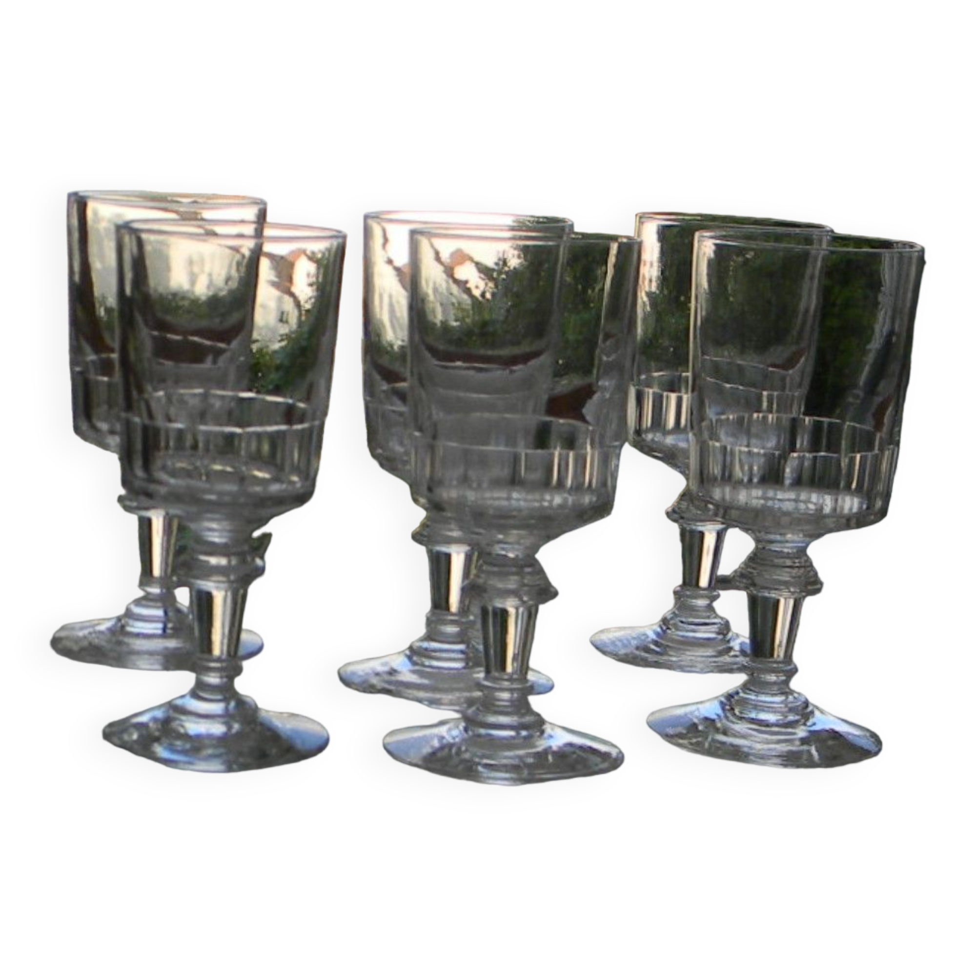 Set of 6 antique glass port glasses or aperitif Mirabeau style