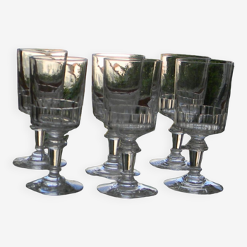 Lot de 6 verres à porto ou apéritif anciens en verre style Mirabeau