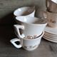 6 tasses et sous-tasses rose modèle Betty faïenc. de Longwy 1930