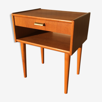 Teak bedside table and brass handle