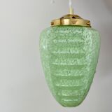 Suspension globe vintag in green clichy glass