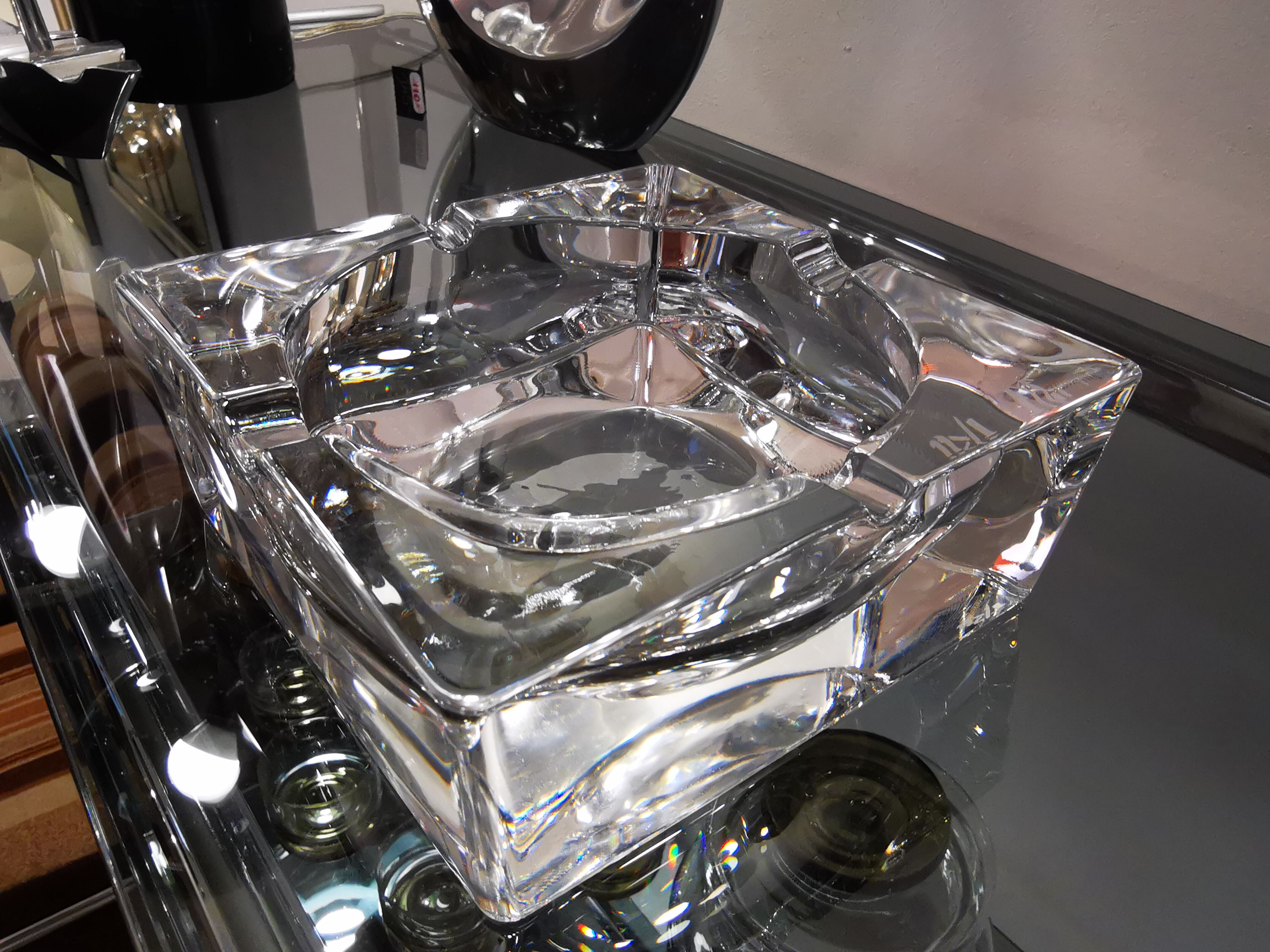 Ashtray paved with vintage crystal