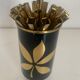 Porte-cigarettes vintage 1960 tripode noir doré boîte - 16 x 7 cm