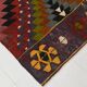 Geometric Pattern Burgundy  Turkish Vintage Kilim Rug, 188x338 Cm