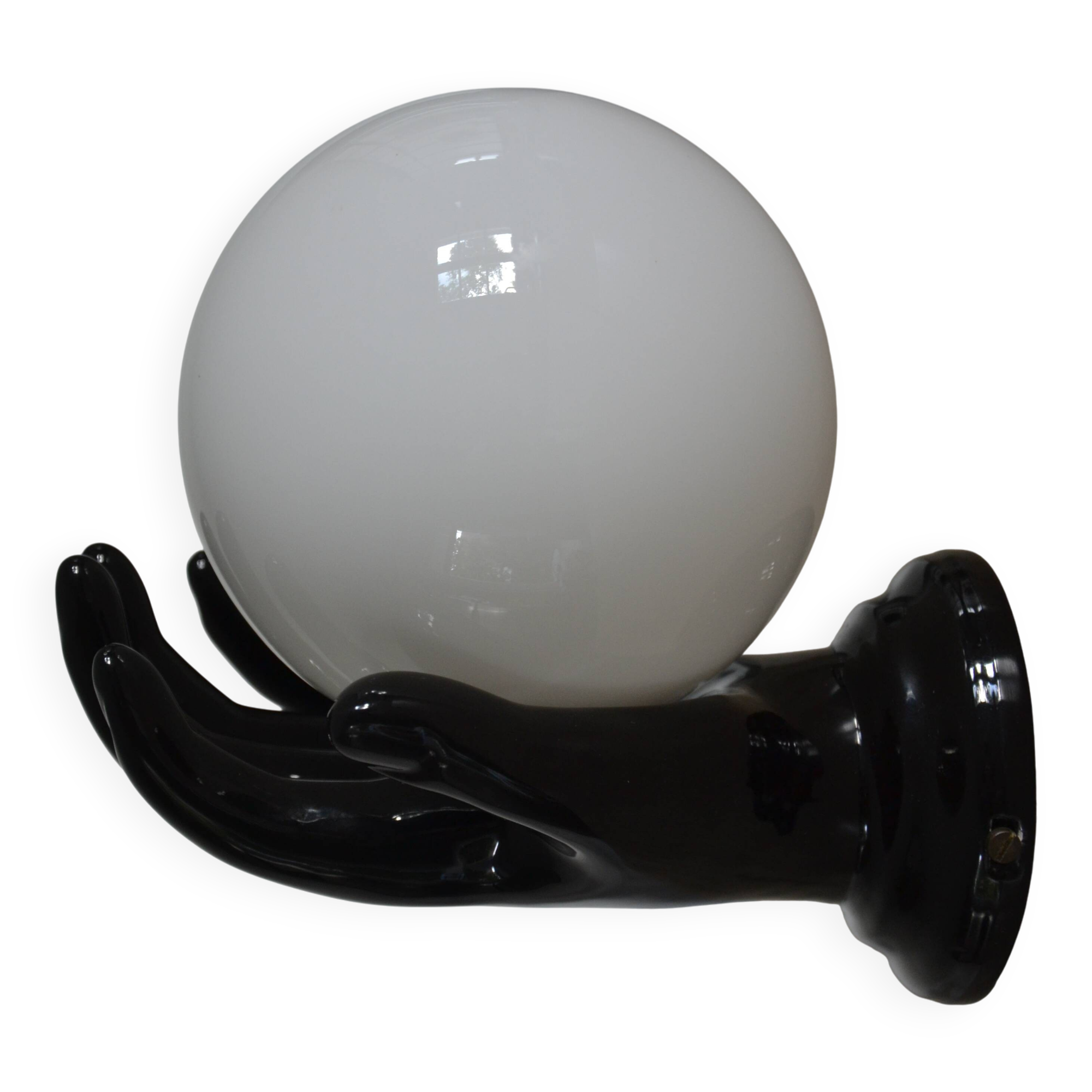 Vintage black opaline globe wall lamp