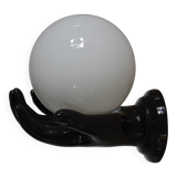 Vintage black opaline globe wall lamp