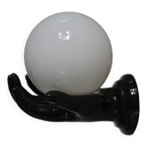 Vintage black opaline globe wall lamp